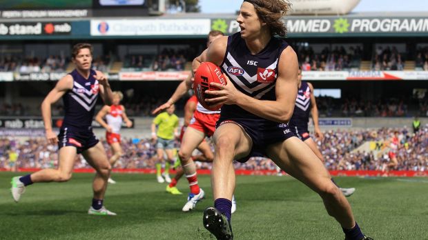Nat Fyfe in action in last year’s Qualifying Final against Sydney. Photo: Getty Images